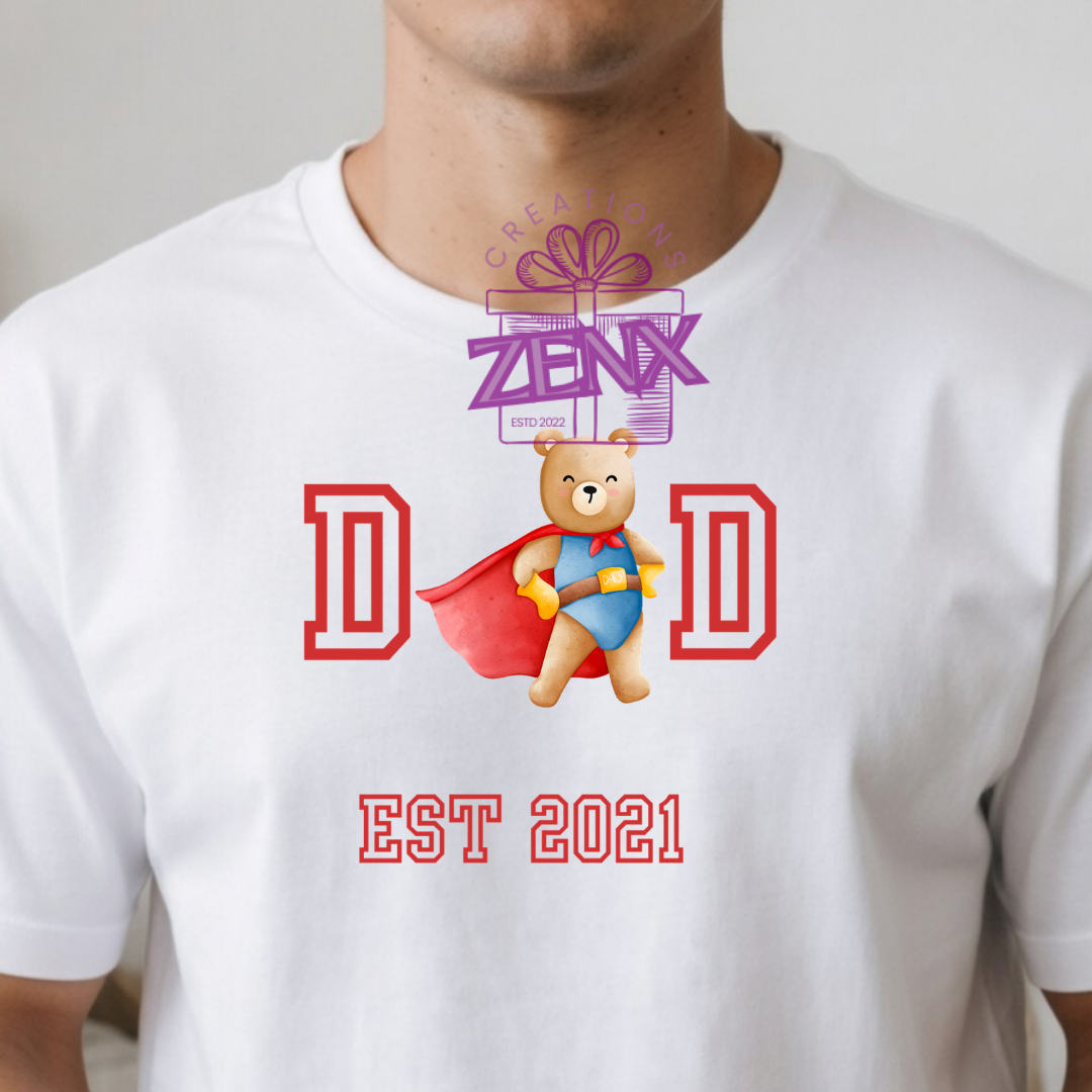 Superhero Dad Bear Shirt | Personalized Est Year DAD Father's Day Tee