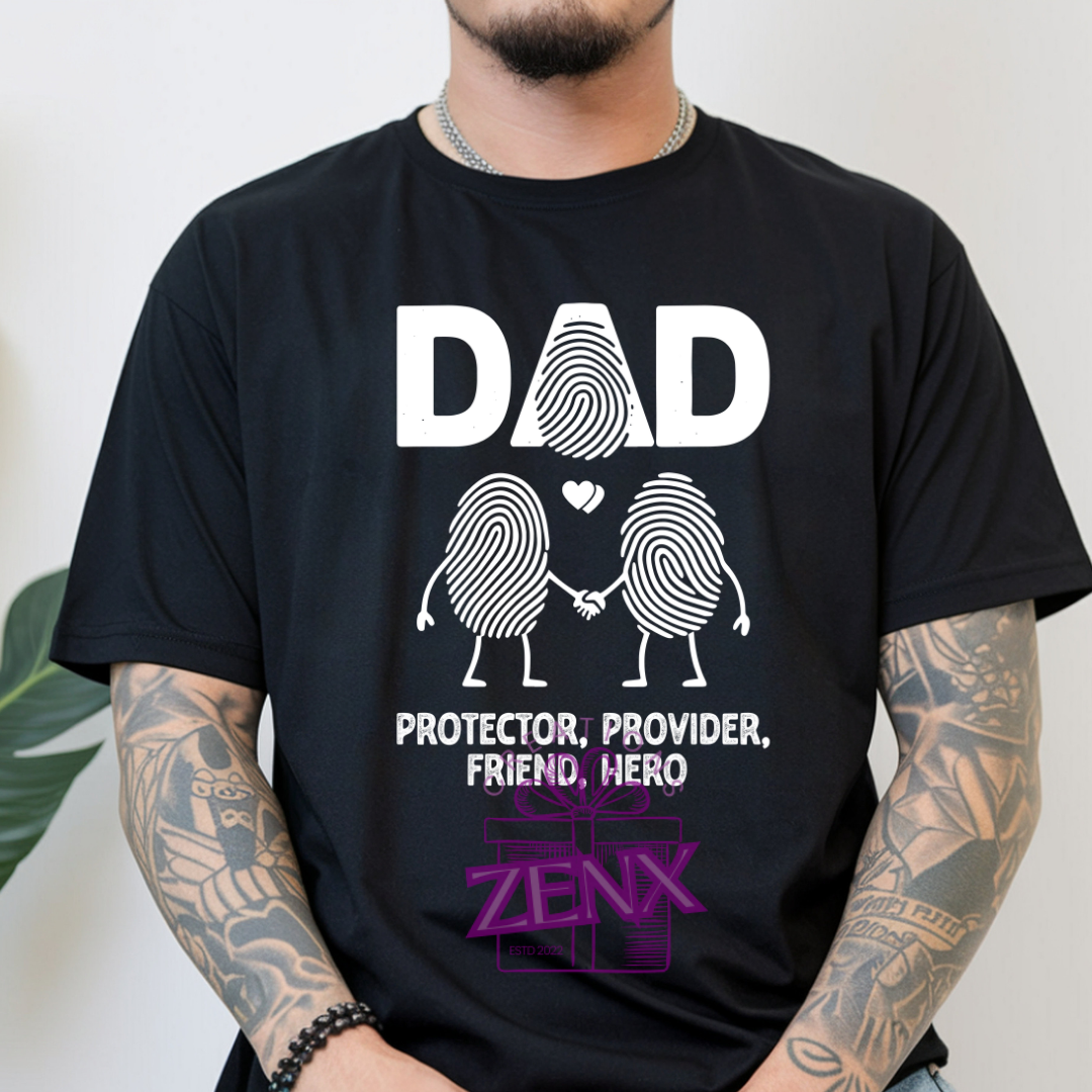 Dad Protector Provider Friend Hero Fingerprint Shirt | Sentimental Father's Day Tee