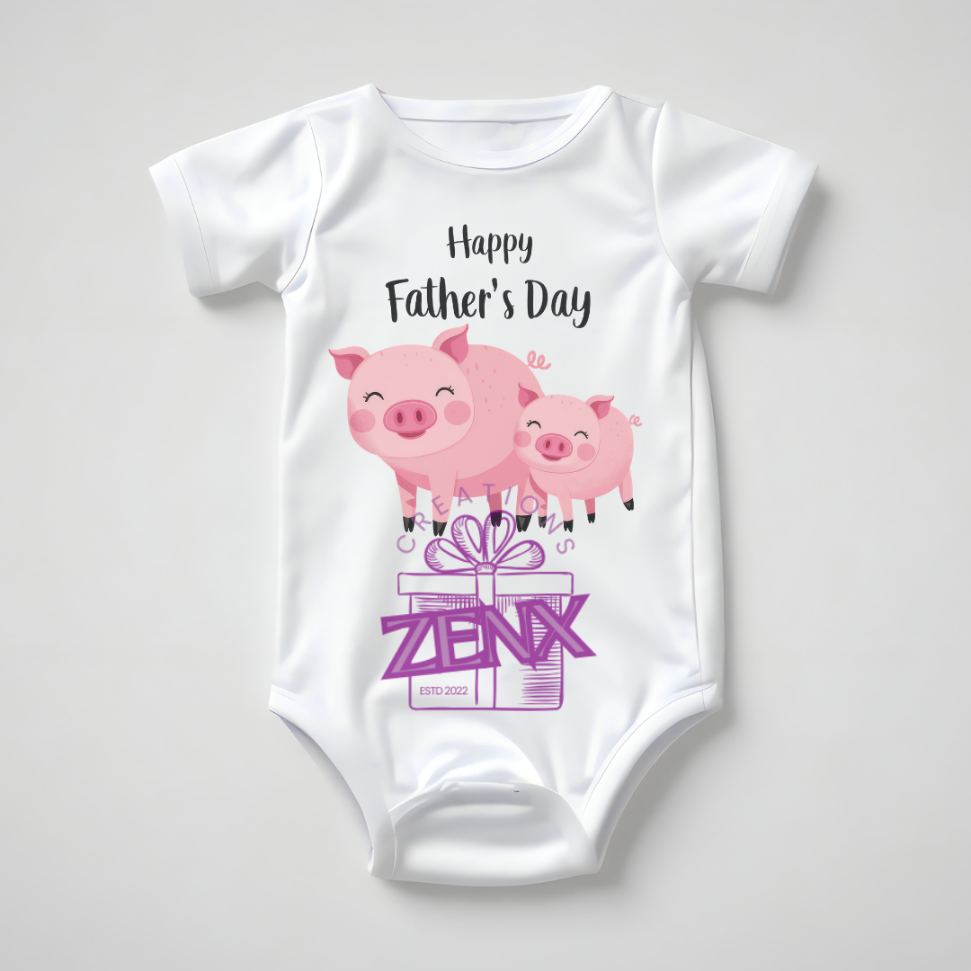 Happy Father's Day Piglets Baby Onesie | Cute Pig Father's Day Bodysuit
