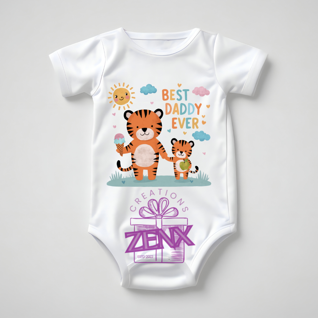 Best Daddy Ever Tigers Baby Onesie | Cute Tiger Father's Day Bodysuit