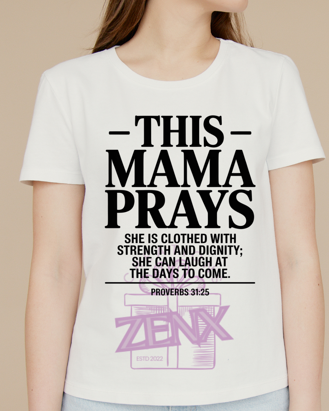 This Mama Prays T-Shirt — White