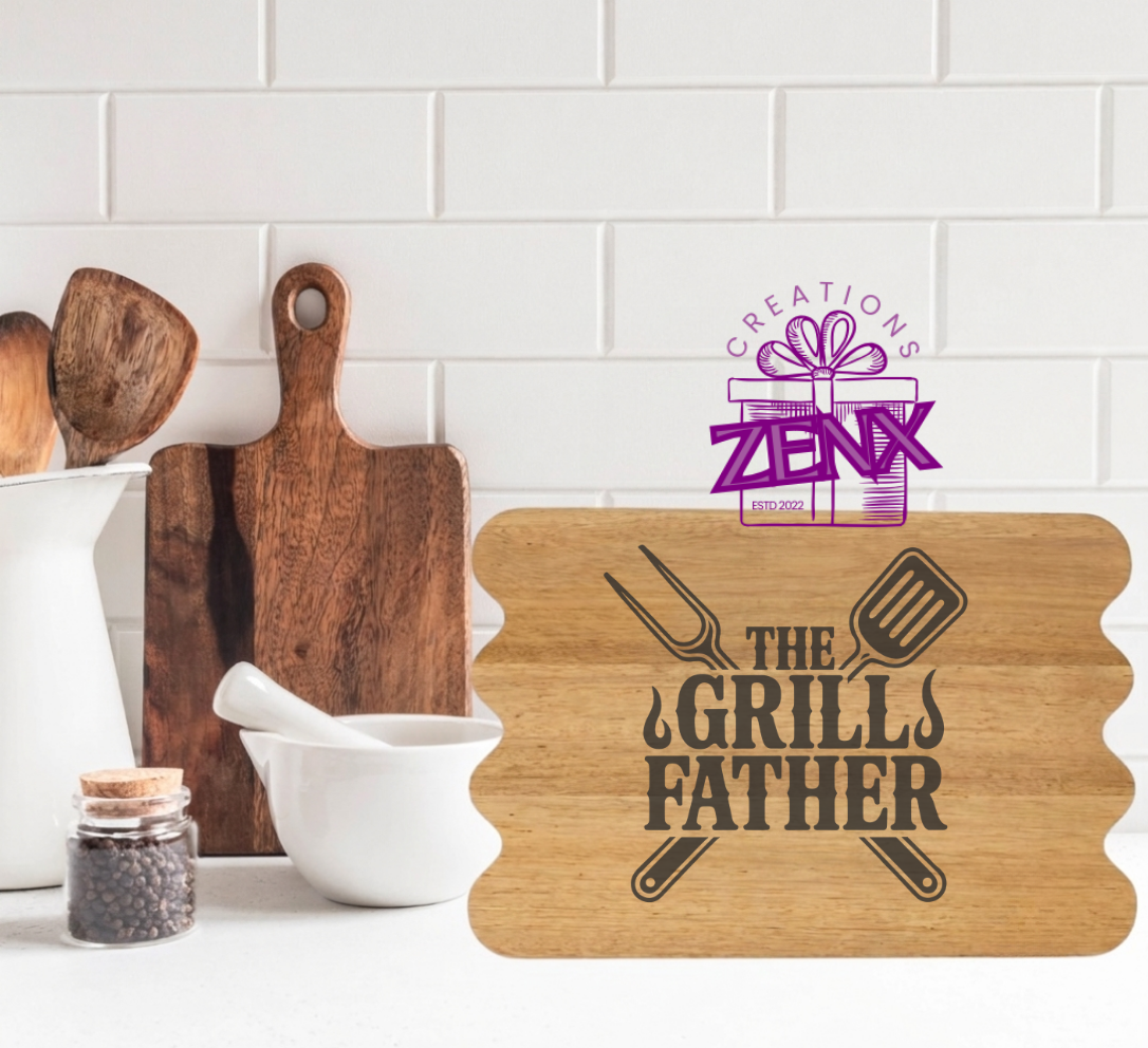 Engraved Wooden Board – The Grill Father | Father's Day BBQ Gift