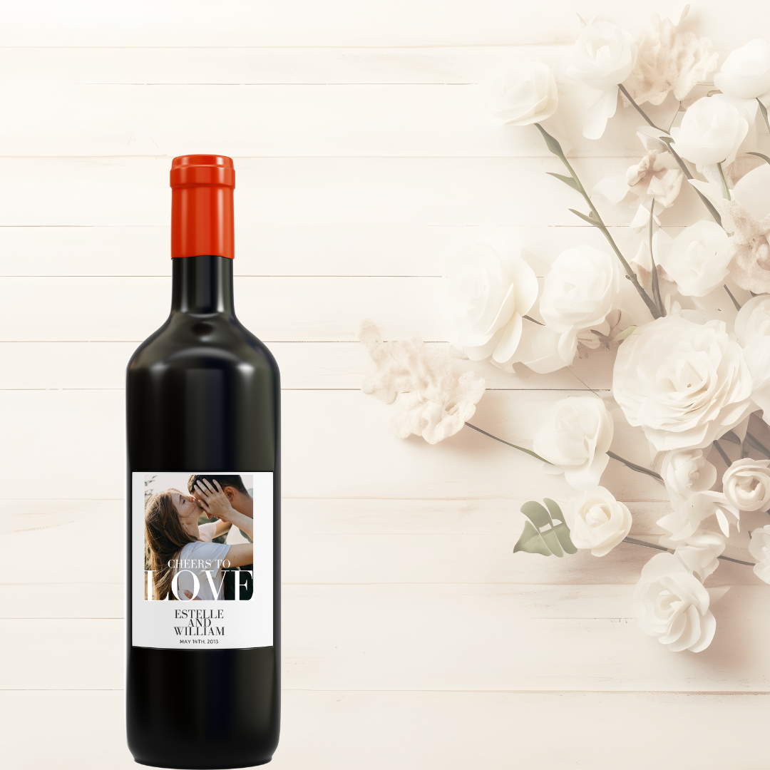 Personalised Wedding Wine Label with Photo – Custom Keepsake Bomboniere
