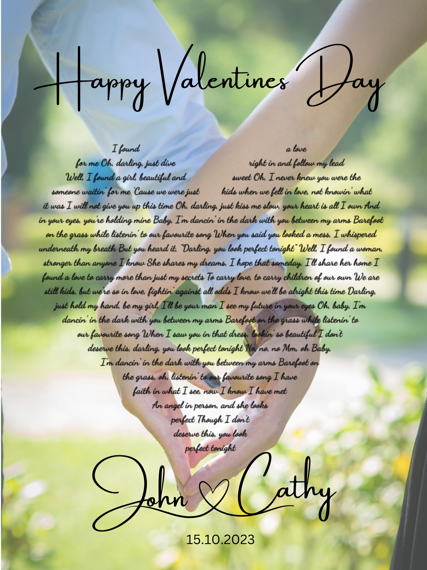 Personalised Song Lyrics on Your Photo – Custom Digital Art Gift