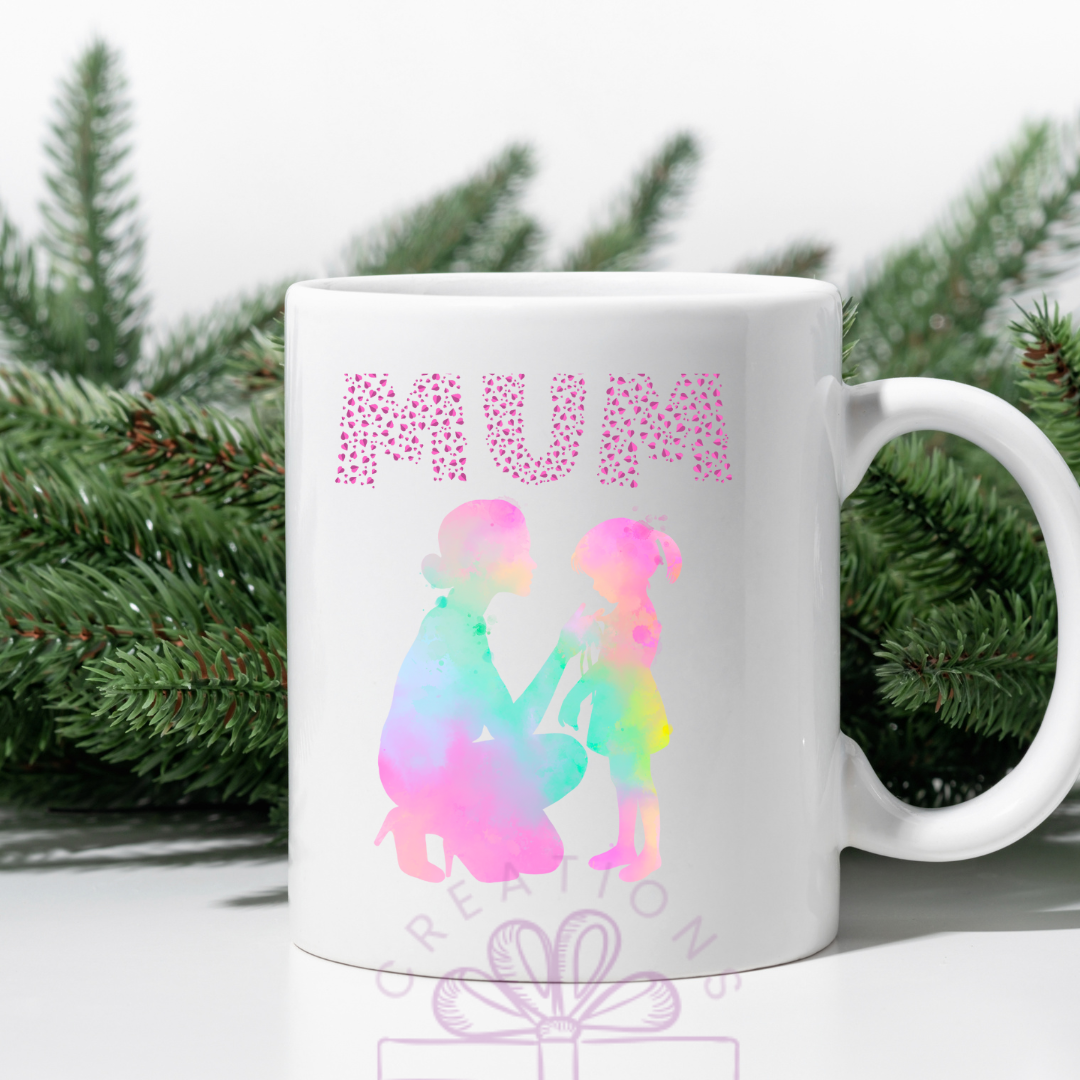 Personalized Mother’s Day Mug – Custom Faceless Sketch of Mom & Daughter/Son with Names