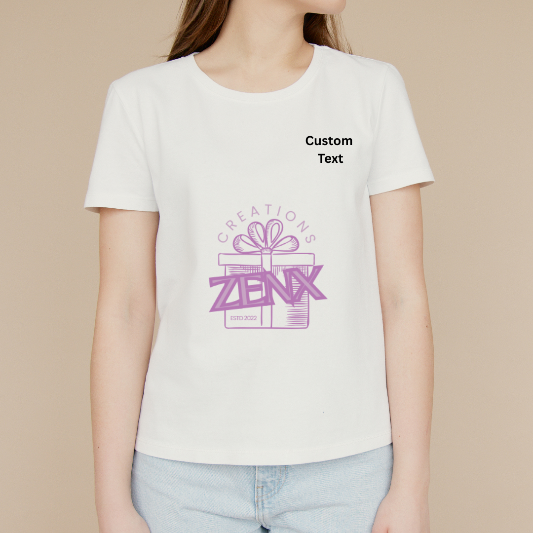 Personalised Women's T-Shirt White – Custom Left Chest Print Tee
