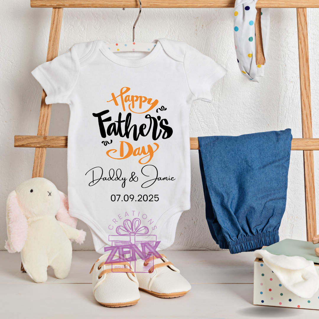 👨👧👦 Father's Day Matching Set – Daddy & Me T-Shirt + Baby Onesie