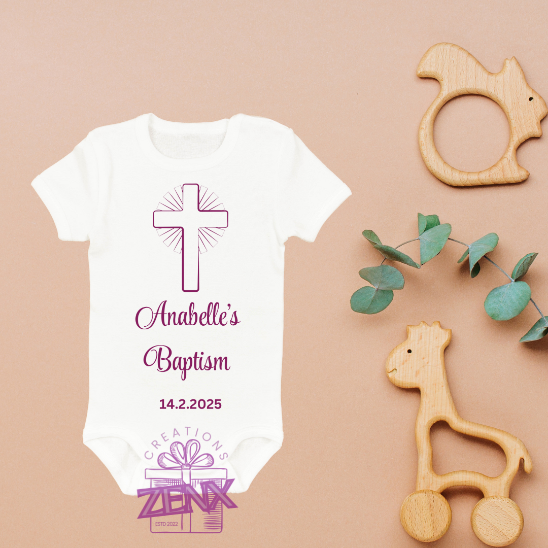 Personalised Baptism Onesie – Custom Christening Keepsake Gift