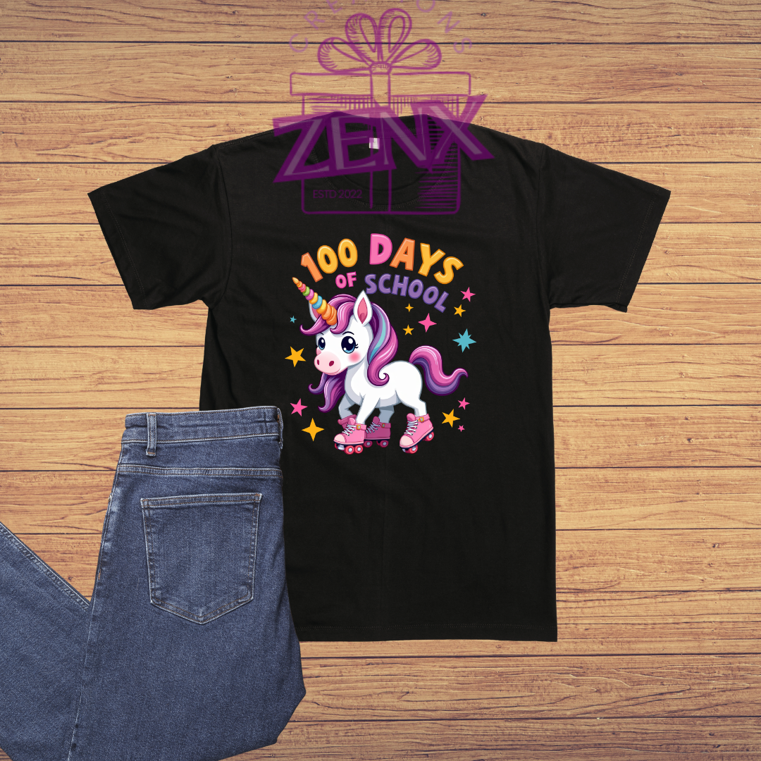 100 Days Unicorn DTF T-Shirt