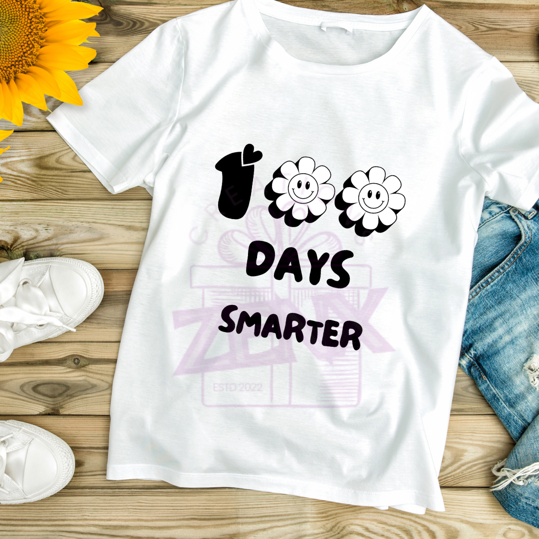 Personalised 100 Days of School T-Shirt | Custom Kids 100 Days Smarter Shirt