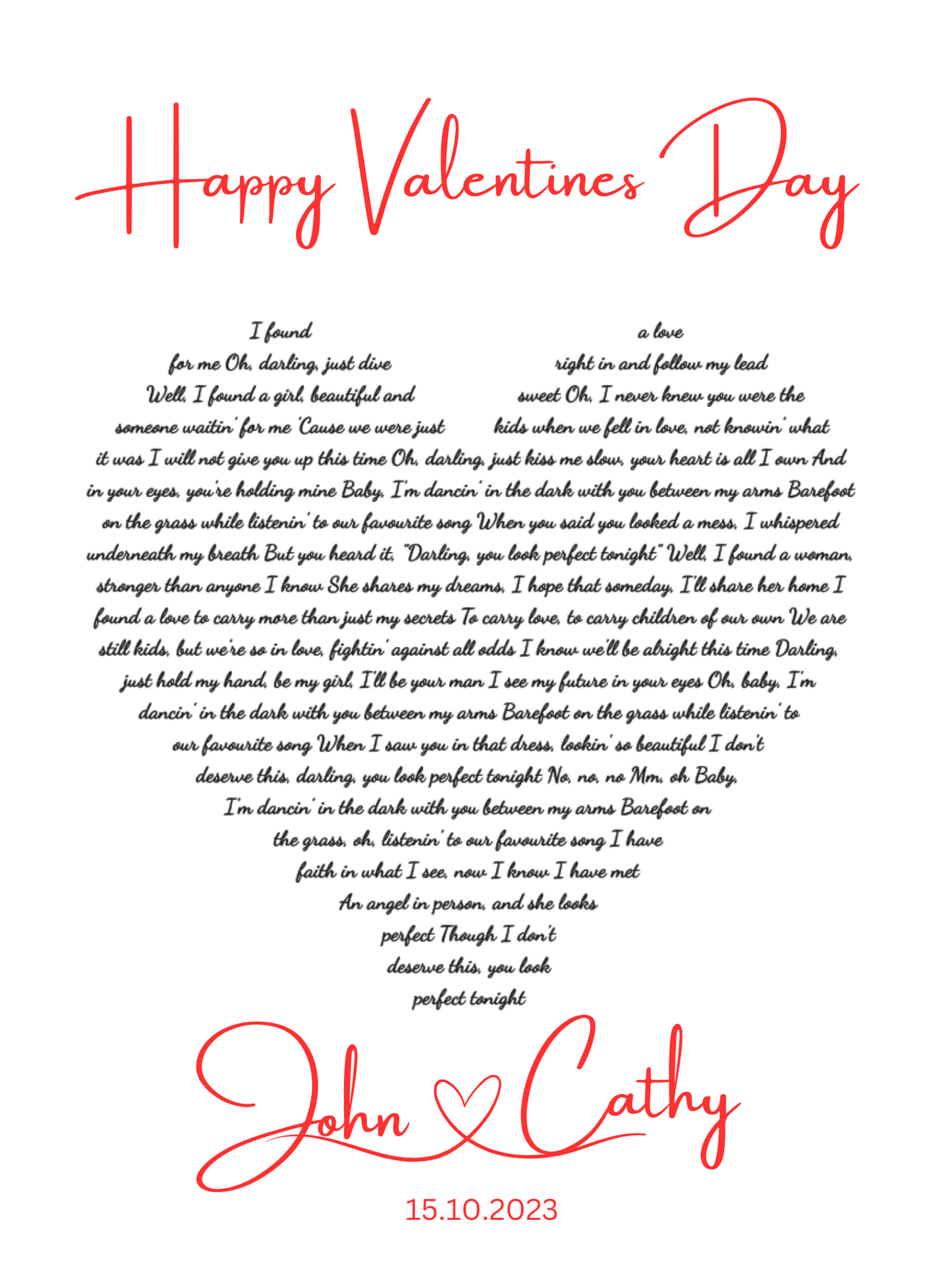 🎶💌Personalized Digital Print Wall Art Gift - You Can Customize Song Lyrics