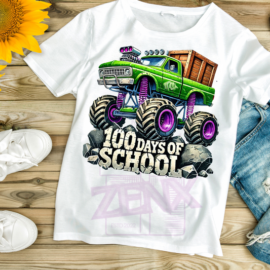 100 Days Monster Truck Black DTF T-Shirt