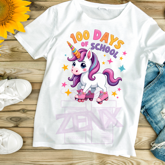 100 Days Unicorn DTF T-Shirt