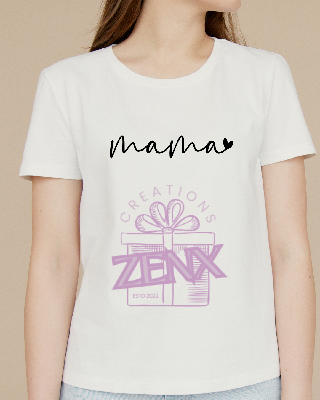Mama Script Heart T-Shirt — White