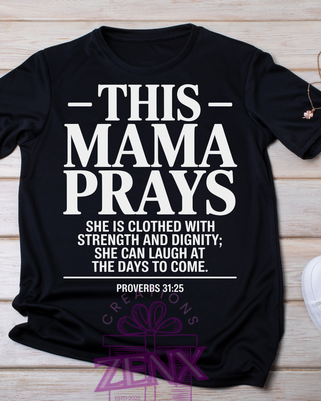 This Mama Prays T-Shirt — Black