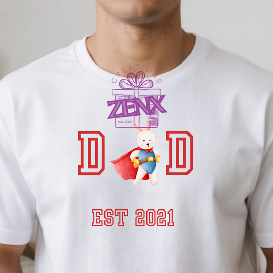 Superhero Dad Bunny Shirt | Personalized Est Year DAD Father's Day Tee