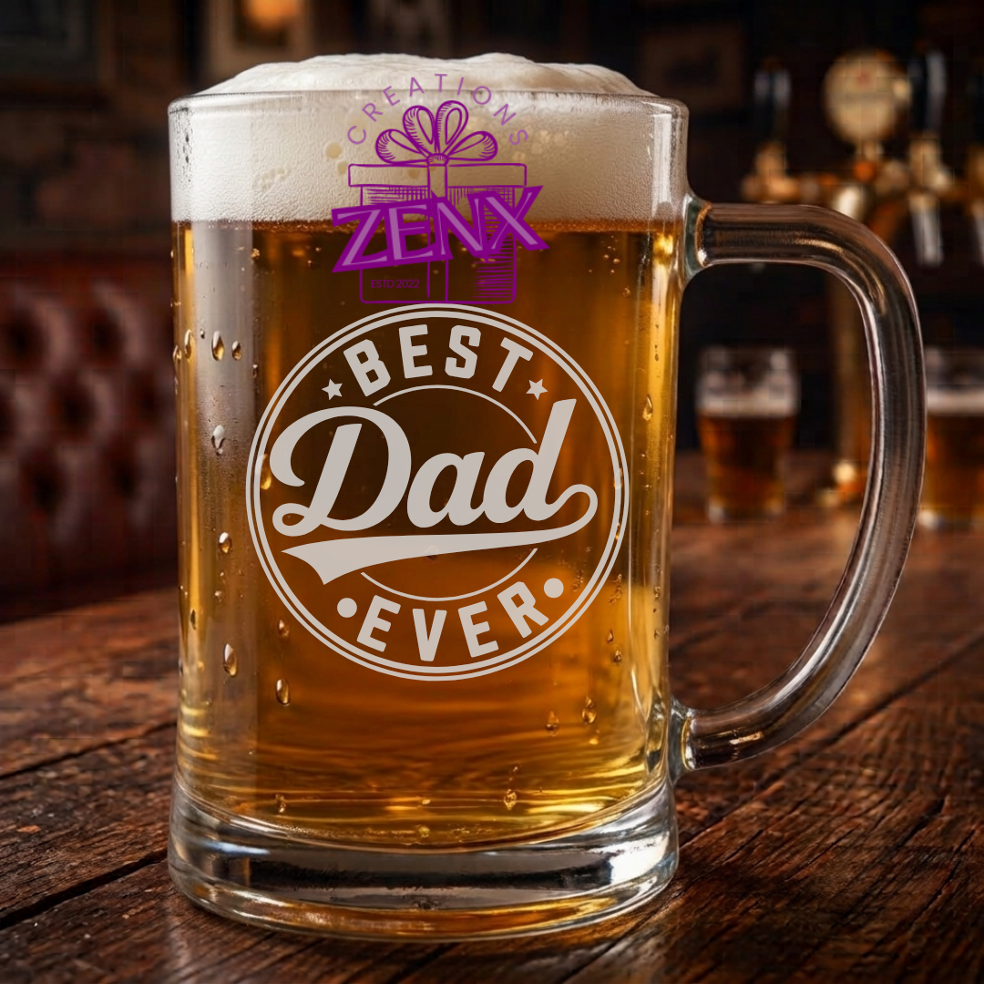 Engraved Beer Mug – Best Dad Ever | Personalised Father's Day Gift