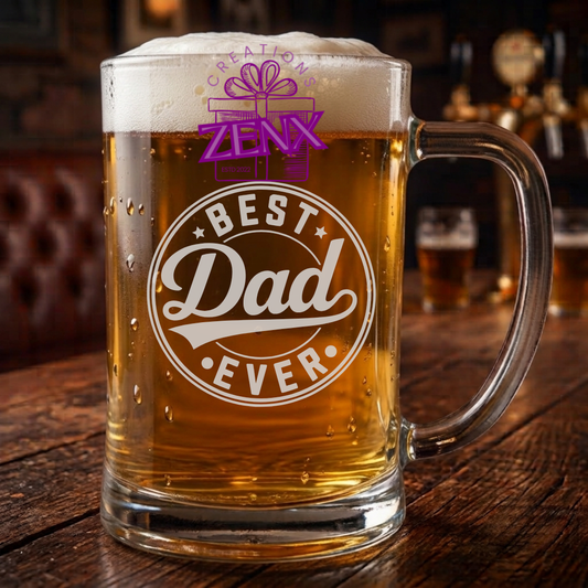 Engraved Beer Mug – Best Dad Ever | Personalised Father's Day Gift