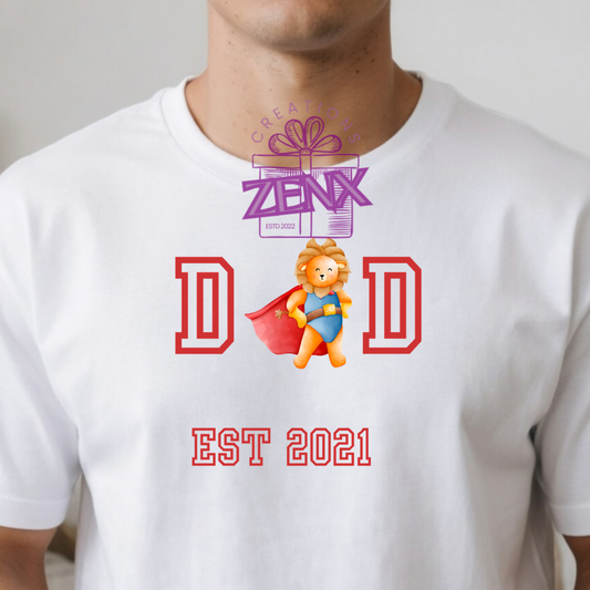 Superhero Dad Lion Shirt | Personalized Est Year DAD Father's Day Tee