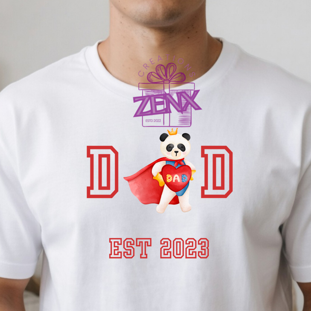 Superhero Dad Panda Heart Shirt | Personalized Est Year DAD Father's Day Tee
