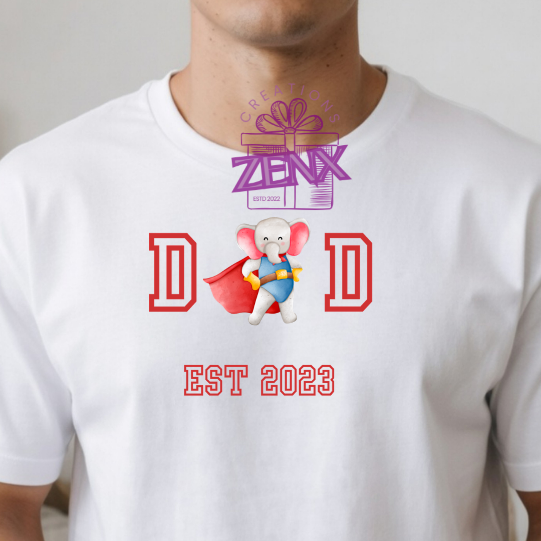 Superhero Dad Elephant Shirt | Personalized Est Year DAD Father's Day Tee