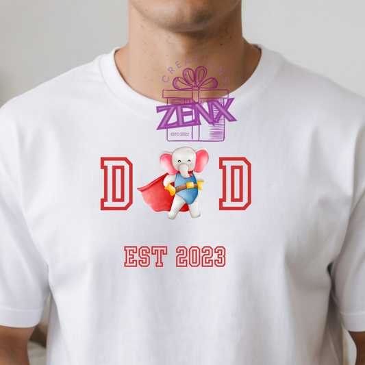 Superhero Dad Elephant Shirt | Personalized Est Year DAD Father's Day Tee