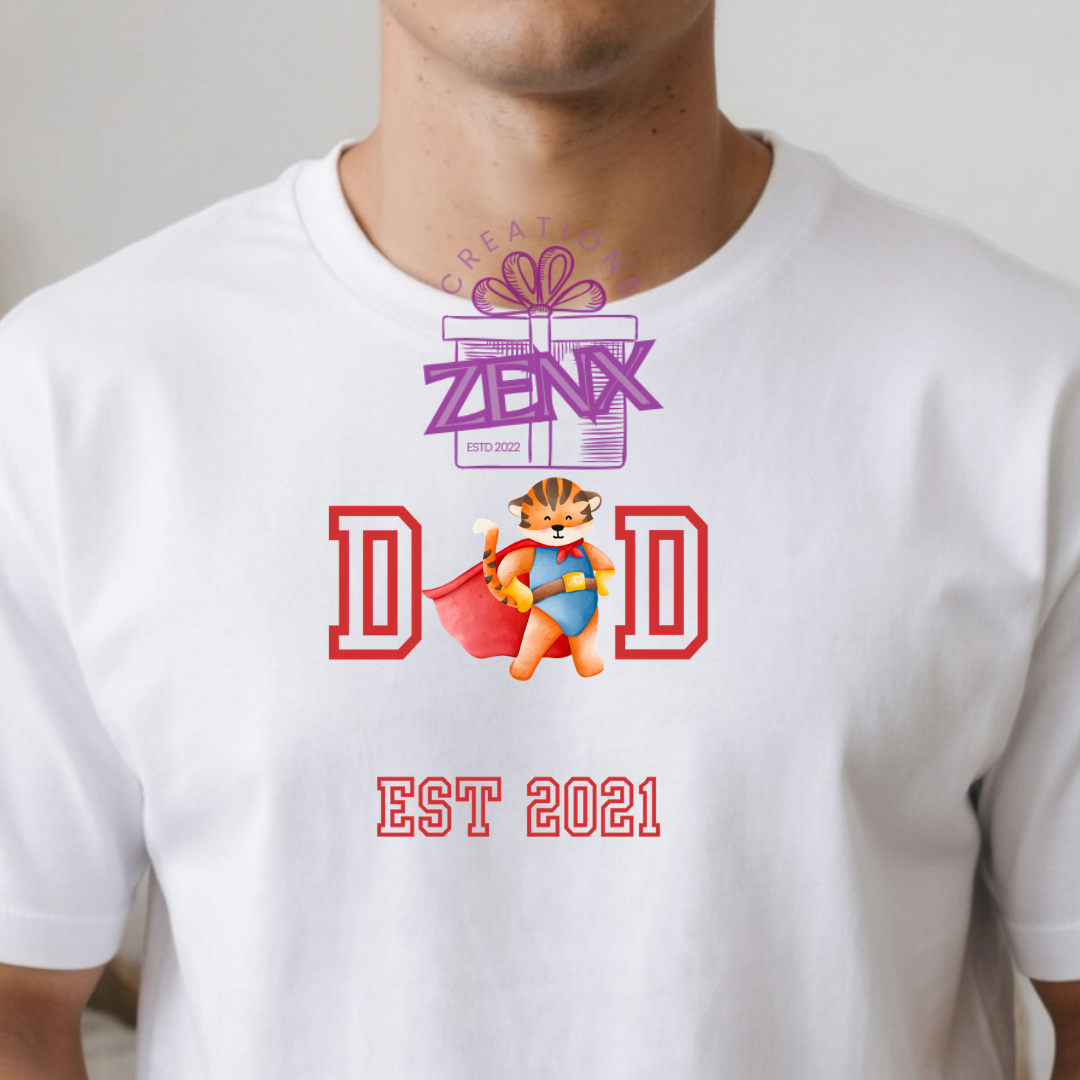 Superhero Dad Tiger Shirt | Personalized Est Year DAD Father's Day Tee