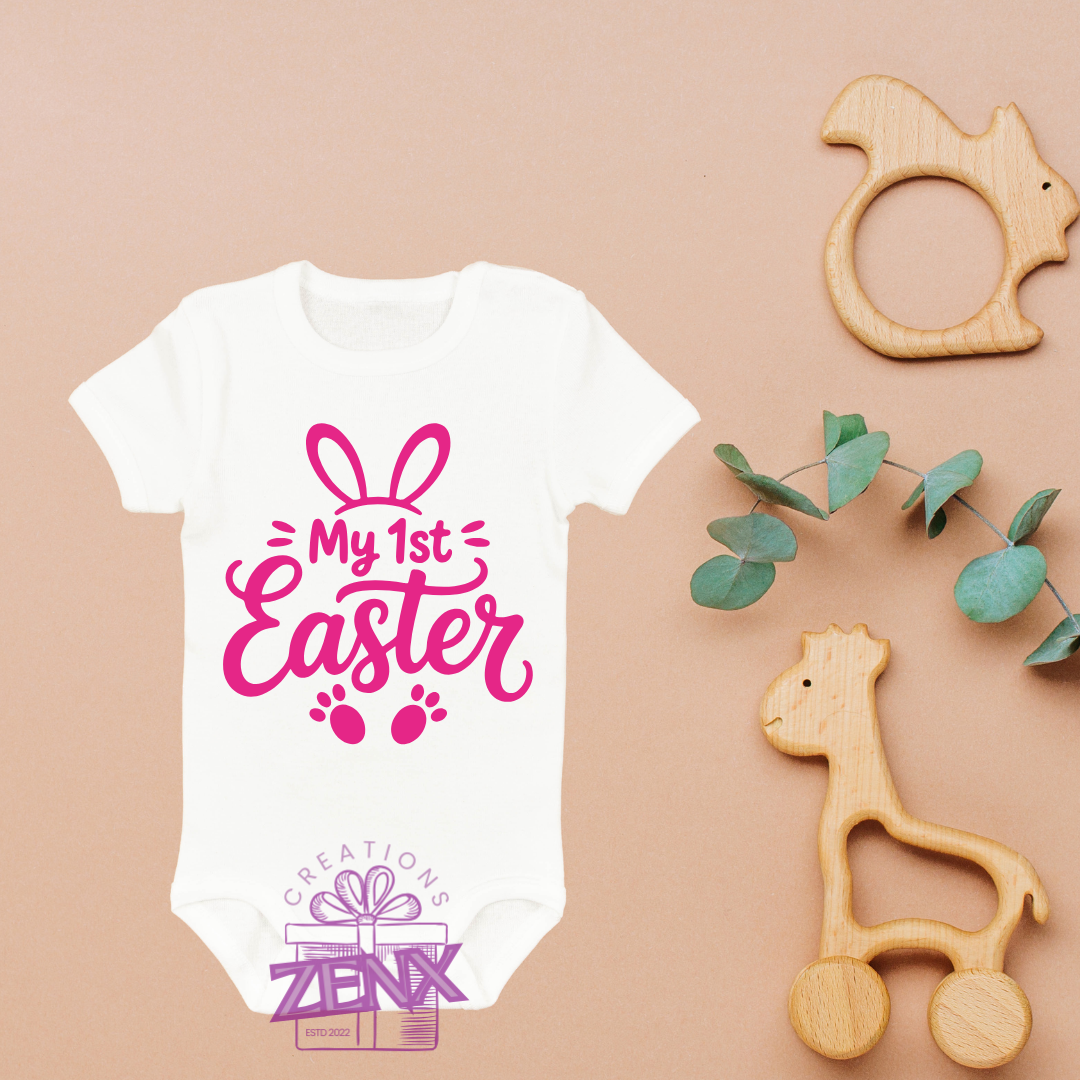 My 1st Easter Bunny Ears T-Shirt – Pink | Girls Easter Outfit | ZenX Creations