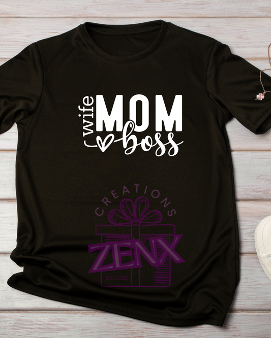 Wife Mom Boss T-Shirt — Black