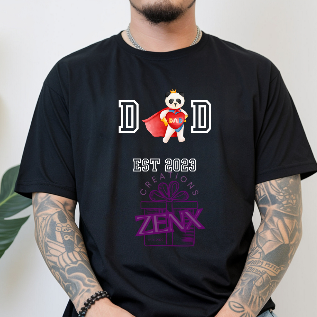 Superhero Dad Panda Heart Shirt | Personalized Est Year DAD Father's Day Tee