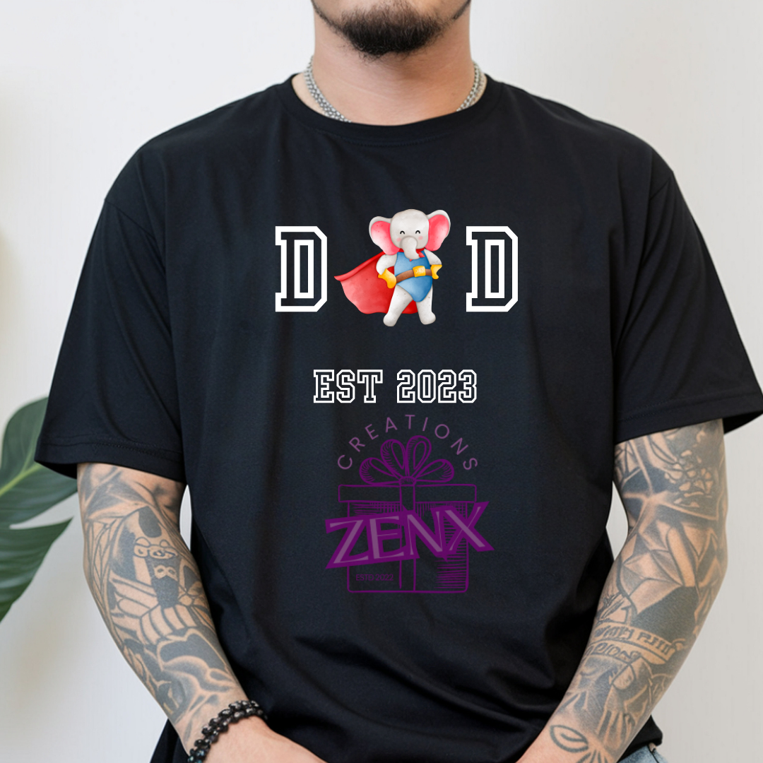 Superhero Dad Elephant Shirt | Personalized Est Year DAD Father's Day Tee