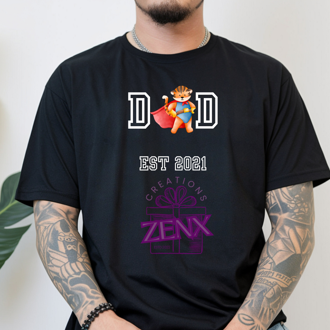 Superhero Dad Tiger Shirt | Personalized Est Year DAD Father's Day Tee