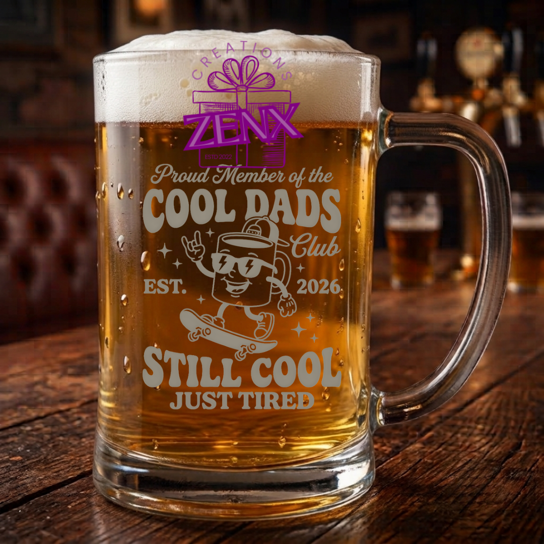 Engraved Beer Mug – Cool Dads Club | Funny Father's Day Gift