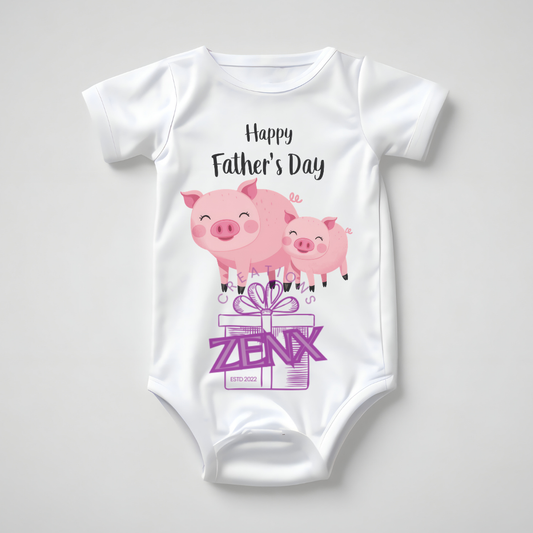 Happy Father's Day Piglets Baby Onesie | Cute Pig Father's Day Bodysuit