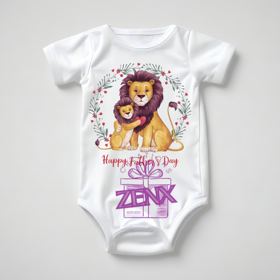 Happy Father's Day Lions Baby Onesie | Lion Family Father's Day Bodysuit