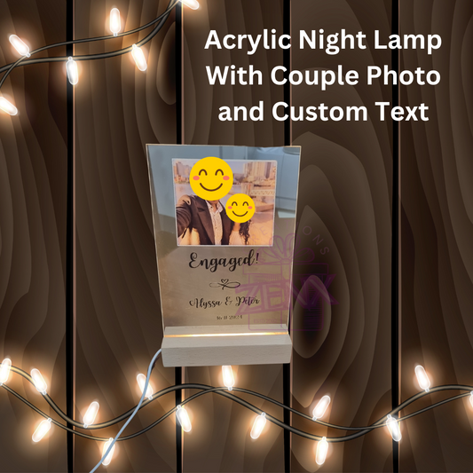 Personalized Acrylic Photo Board with Custom Text &amp; Wooden Light Base – A Unique Keepsake
