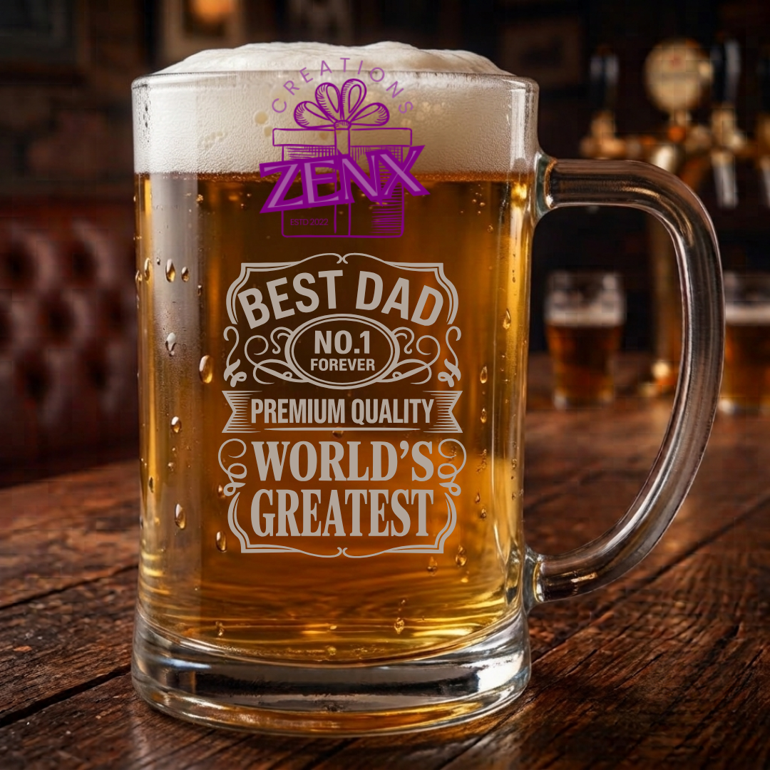 Engraved Beer Mug – World's Greatest Dad | Father's Day Gift