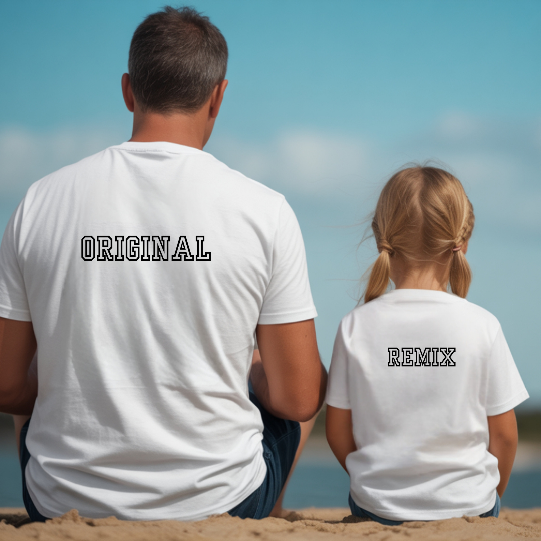 Original And Remix Back Print Matching Shirt Set | Dad and Child Father's Day Tee