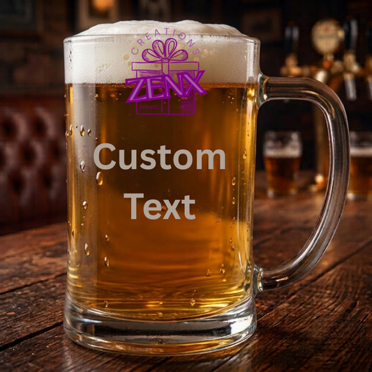 Personalised Engraved Beer Mug – Custom Text | Father's Day Gift