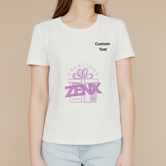Personalised Women's T-Shirt White – Custom Left Chest Print Tee