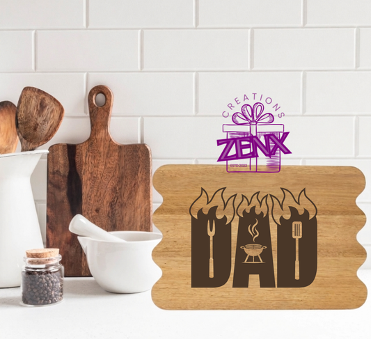 Engraved Wooden Board – DAD Flames BBQ Design | Father's Day Gift