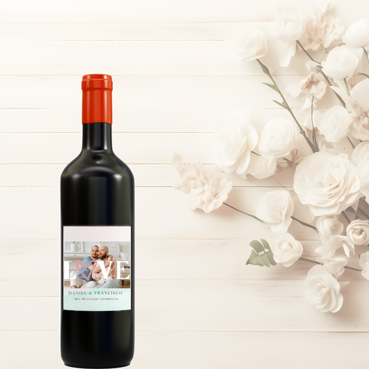 Personalised Wedding Love Wine Label with Couple's Photo