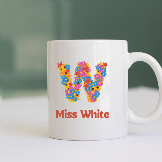 Personalised Teacher Floral Mug