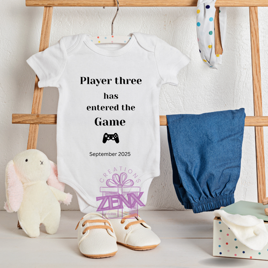 🎮 Player 3 Has Entered the Game – Funny Gamer Baby Onesie