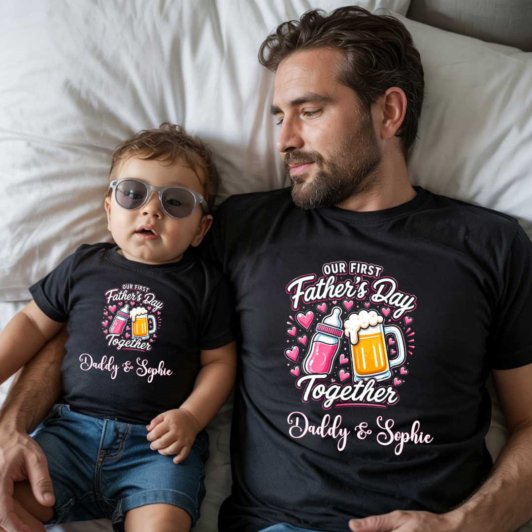 Our First Father's Day Together Personalized Matching Shirt | Daddy and Baby Tee
