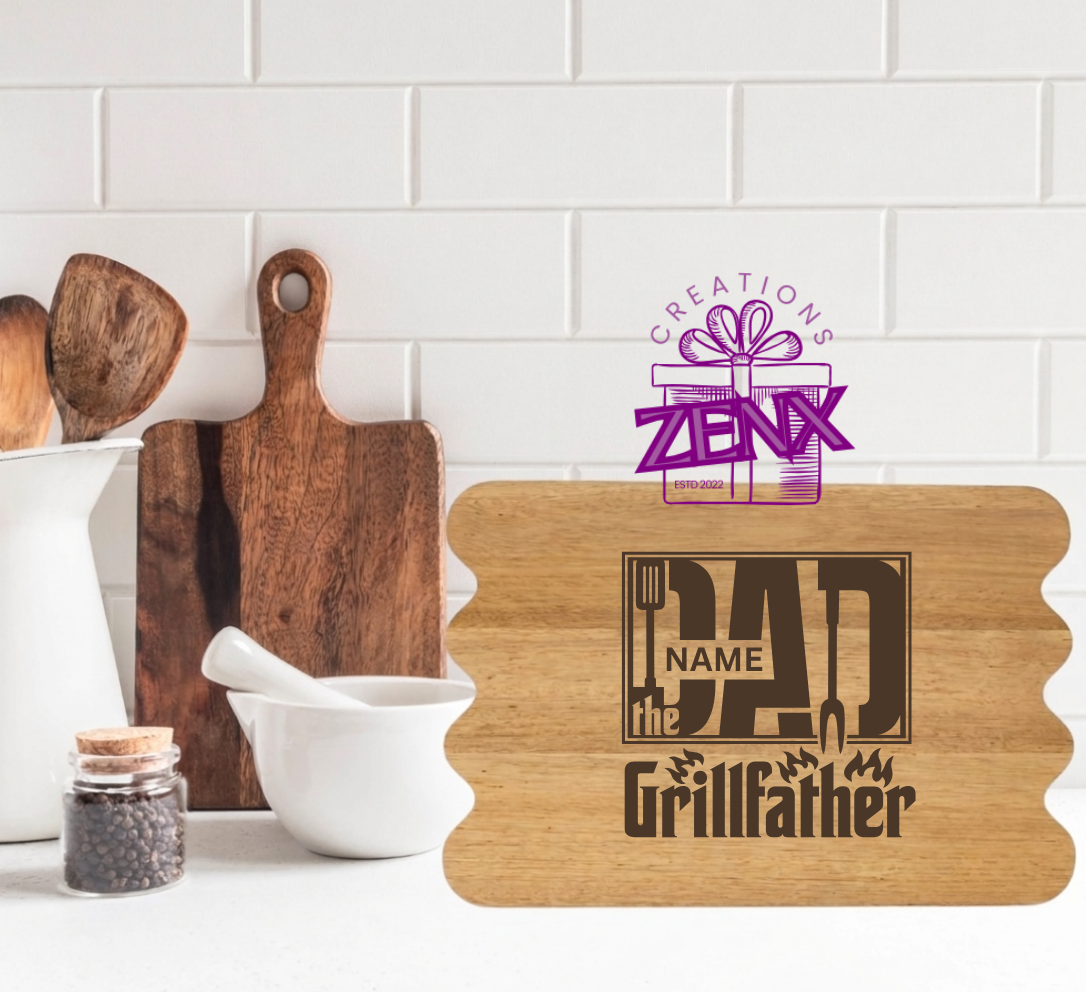 Personalised Engraved Wooden Board – The Grillfather with Name