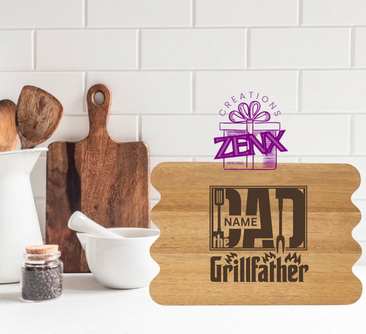 Personalised Engraved Wooden Board – The Grillfather with Name