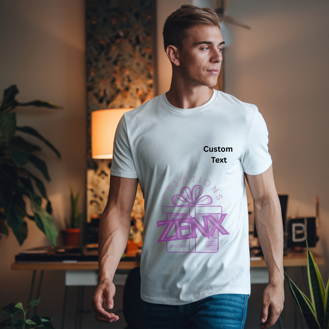 Personalised Men's T-Shirt White – Custom Left Chest Print Tee