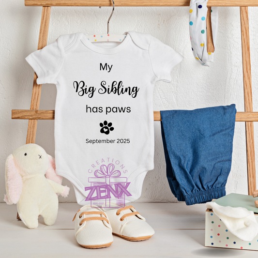 🐾 Dog-Themed Pregnancy Announcement Onesie – "My Big Brother Has Paws" / "Guardian Dog on Duty"