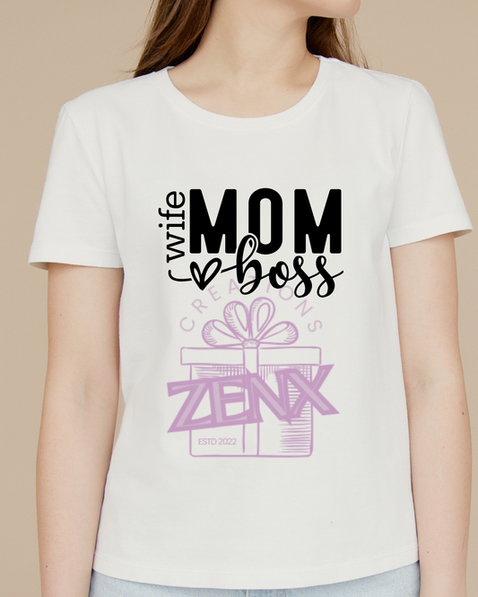 Wife Mom Boss T-Shirt — White